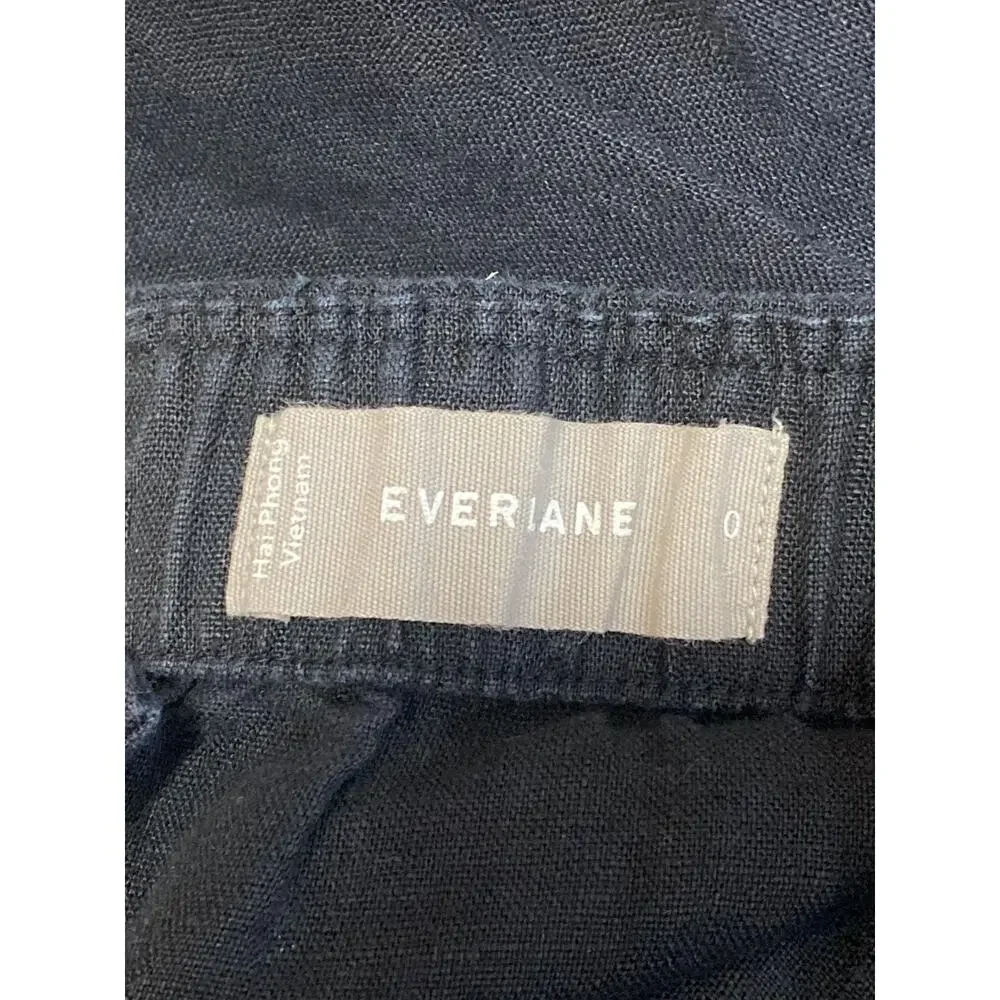 Everlane 100% Linen Square Neck Sleeveless Button Up Wide Leg Jumpsuit Romper 0